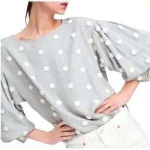 Zara Charcoal Blouse with Polka Dots